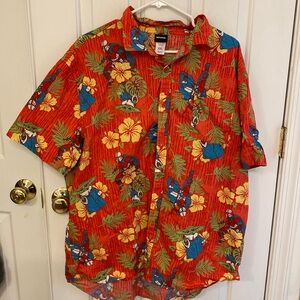 Star Wars Mens Red Mandalorian Baby Yoda Grogu Button Up Hawaiian Shirt Size XXL
